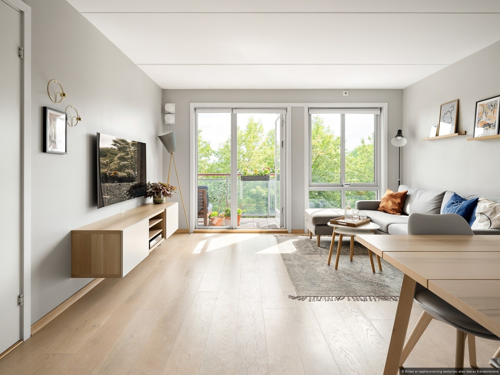 Romslig stue med utgang til balkong Galleribilde