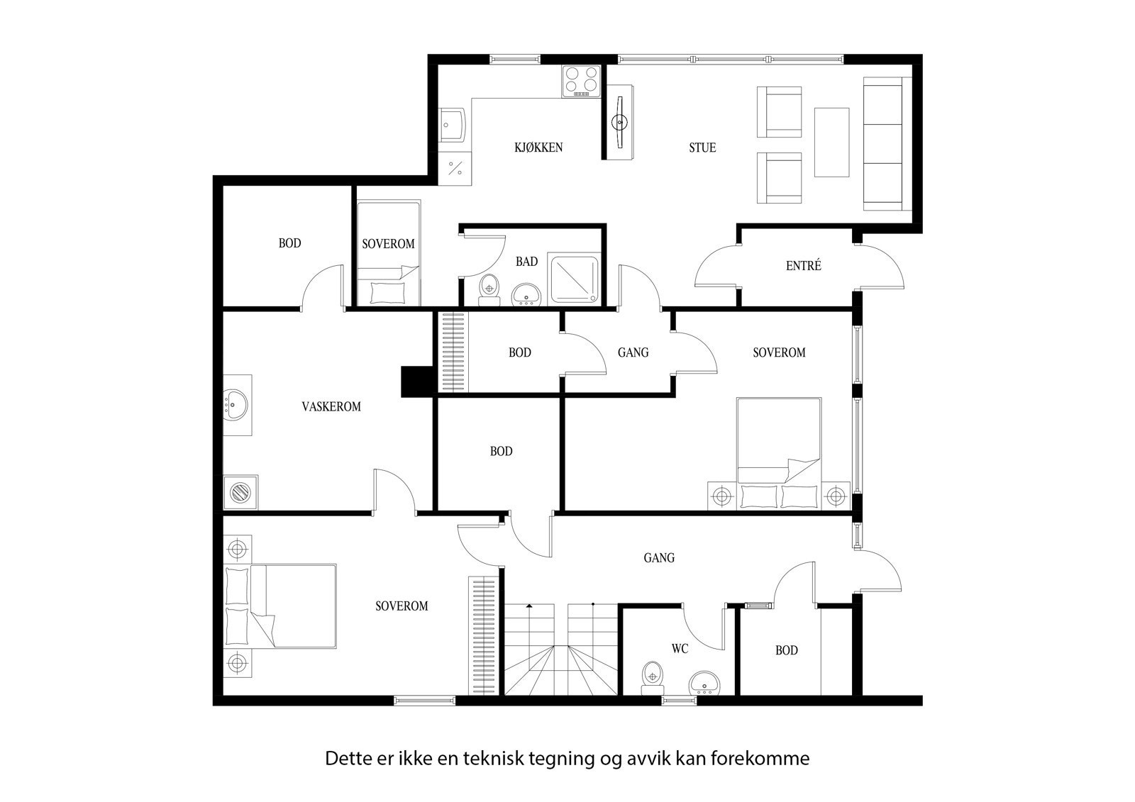 Planløsning for 1. etasje med hybelen Galleribilde