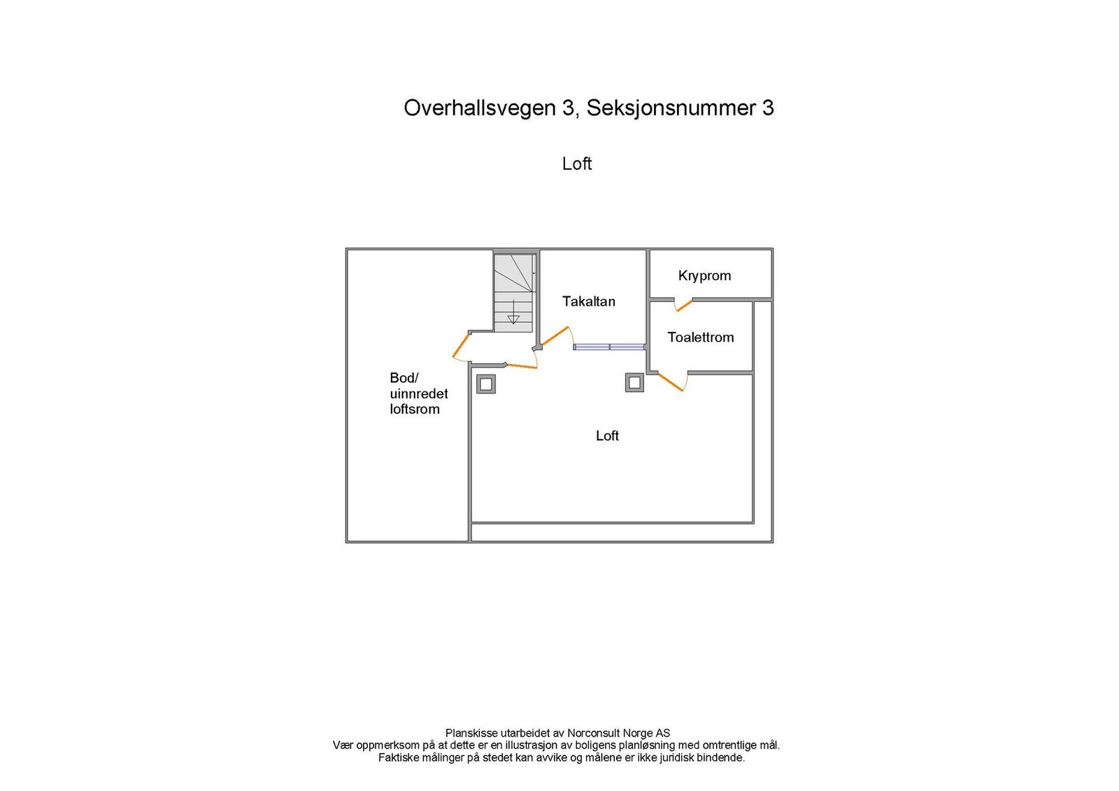 Planskisse Loft. Galleribilde