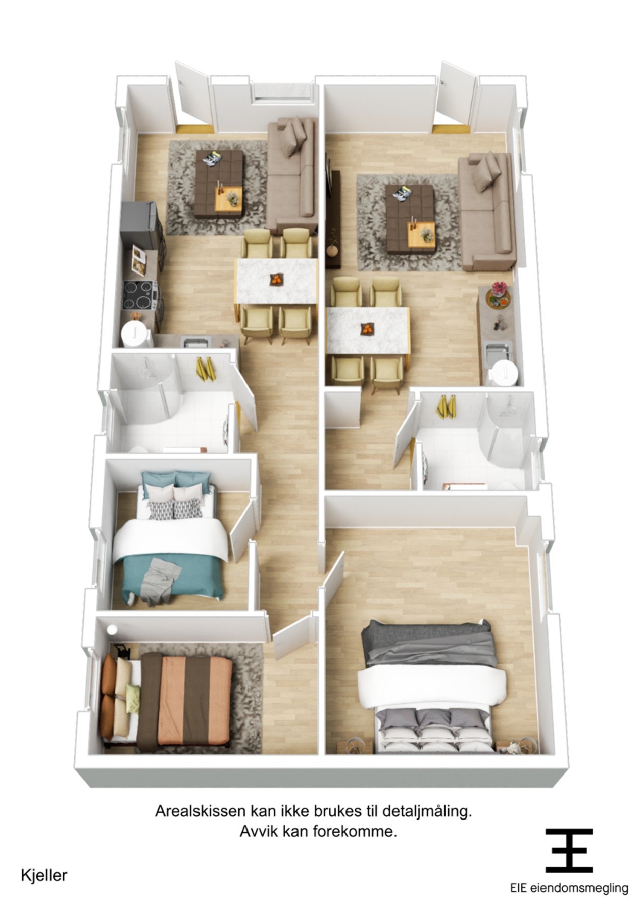 Boligen plantegning i 3D - Underetasjen. Galleribilde