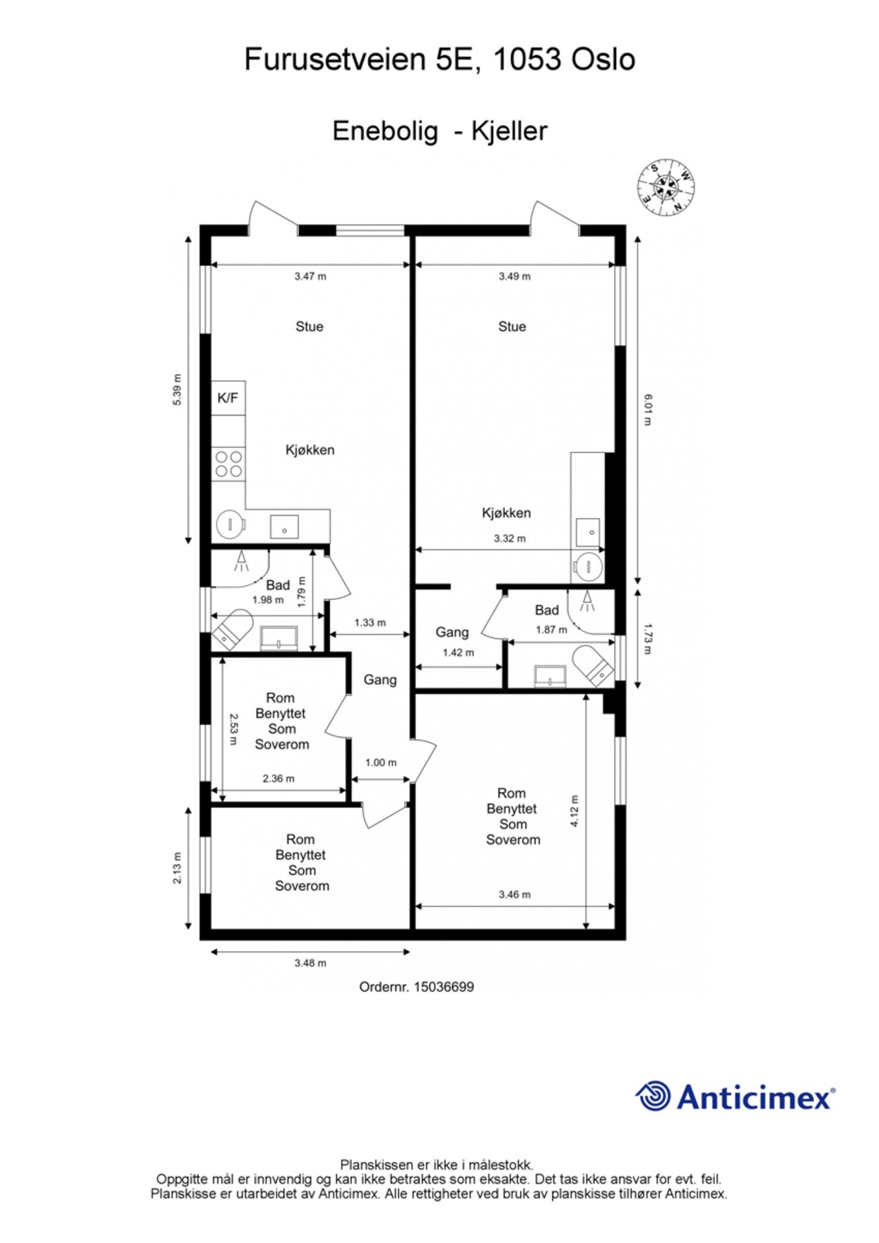 Boligen plantegning - Underetasjen. Galleribilde