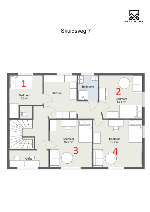 Plantegning med eksempel på innredning av rom Galleribilde