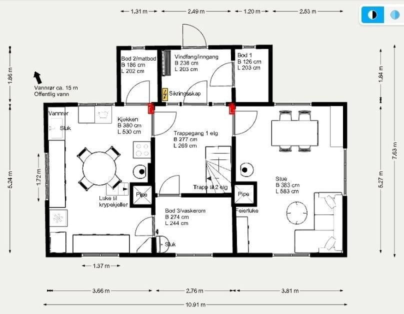 Plantegning fra 1. etg: målinger er bare veiledende Galleribilde