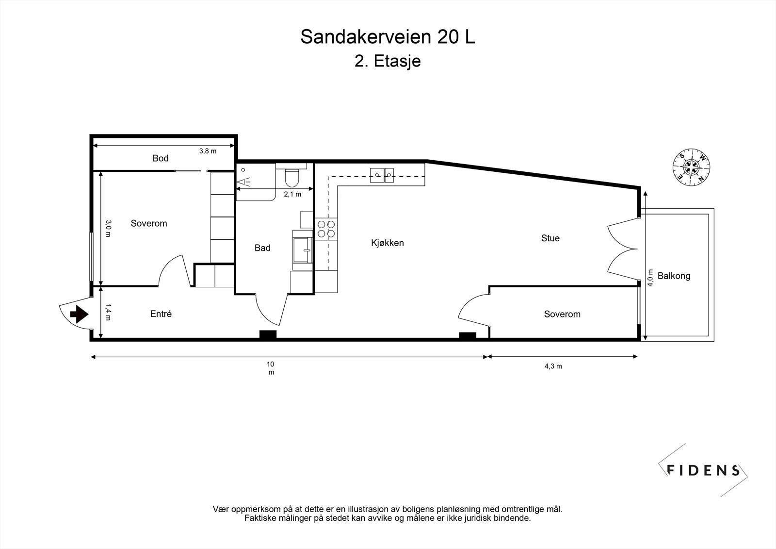 Alternativ planløsning med to soverom. Galleribilde