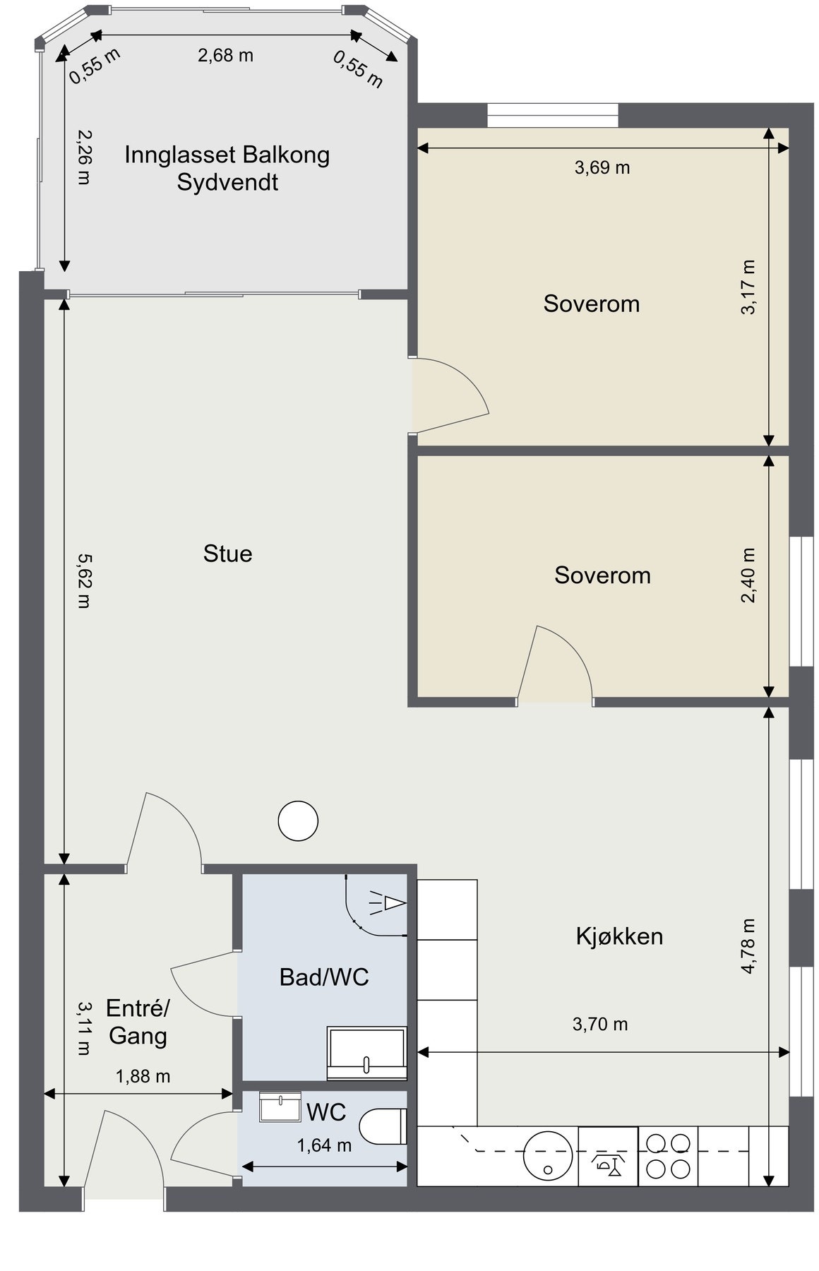 Målsatt plantegning. Galleribilde