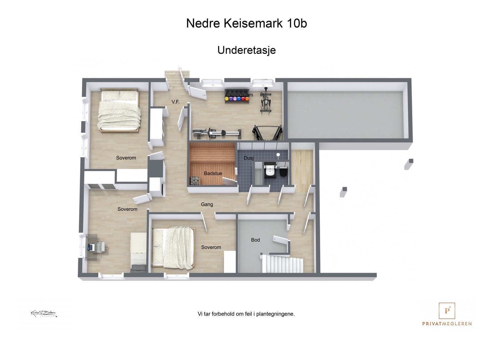 Nedre Keisemark 10b - 3D plantegning Underetasje Galleribilde