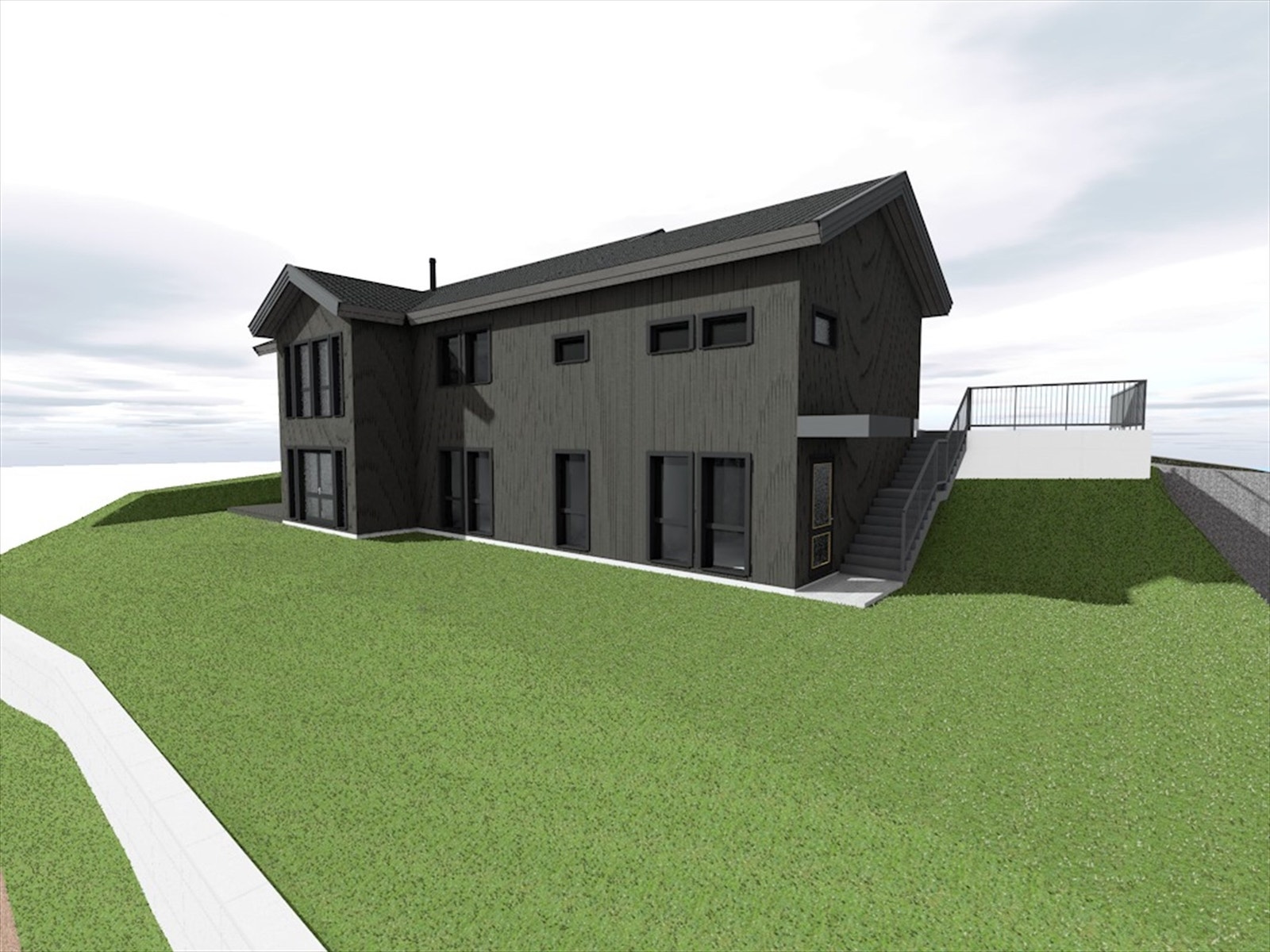 Tillatelsen innebærer en enebolig over to etasjer, med BYA på 25% og på en total BRA på 311,8 m2. Galleribilde