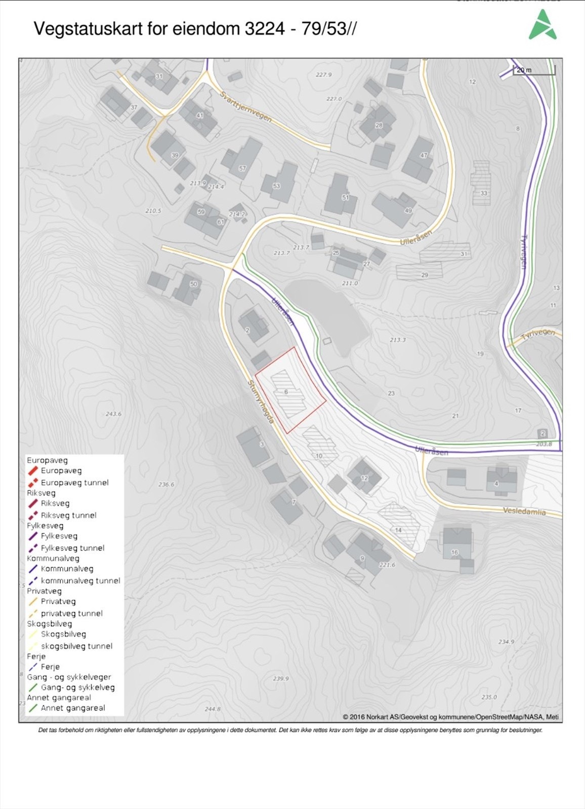 Vegstatus. Eiendommen har tilkomst via privat vei med felles vedlikeholdsansvar for velforeningen. Galleribilde