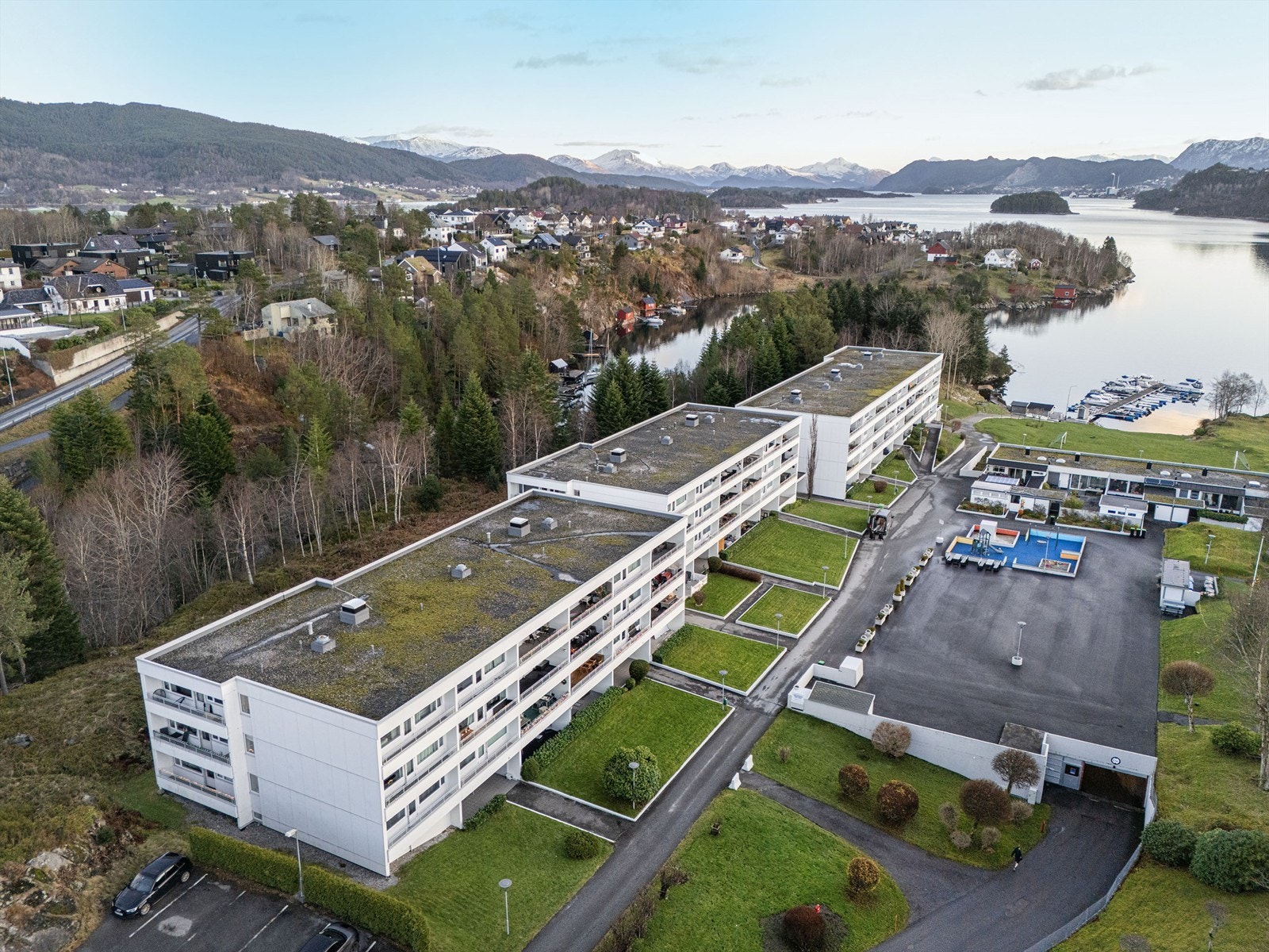 Dronebilde av fellesområde Galleribilde