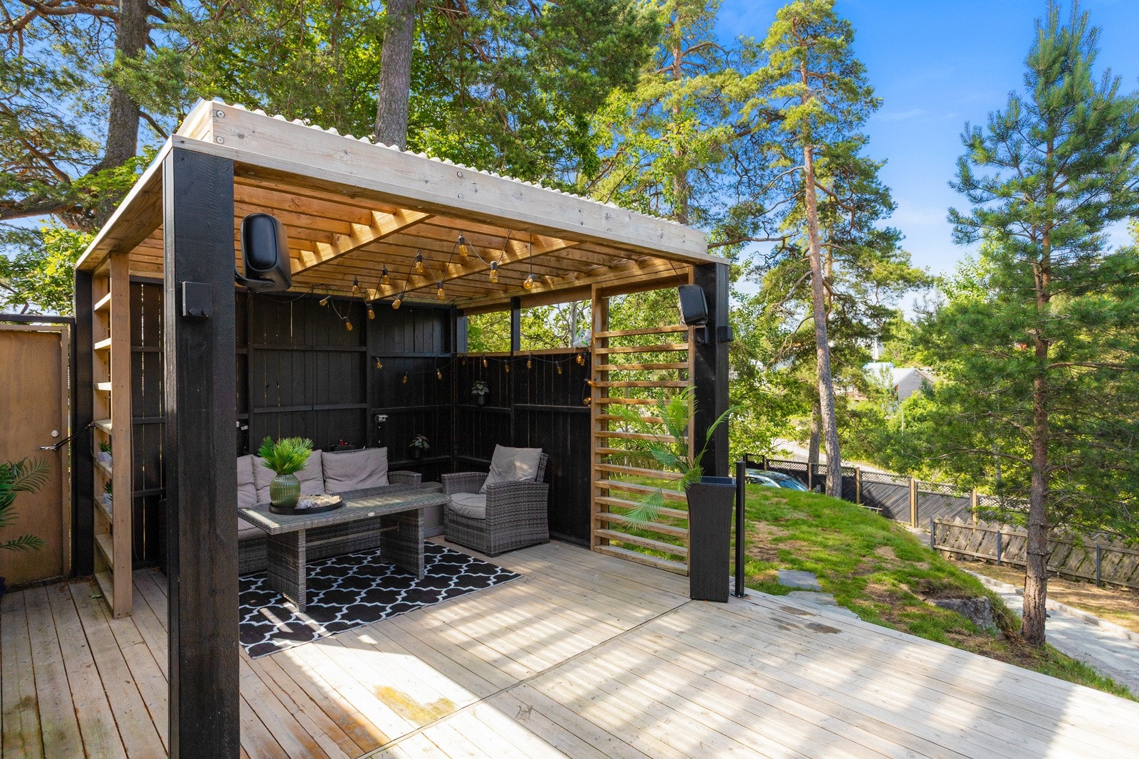 Kjekt med Pergola i vekslende norsk sommervær Galleribilde