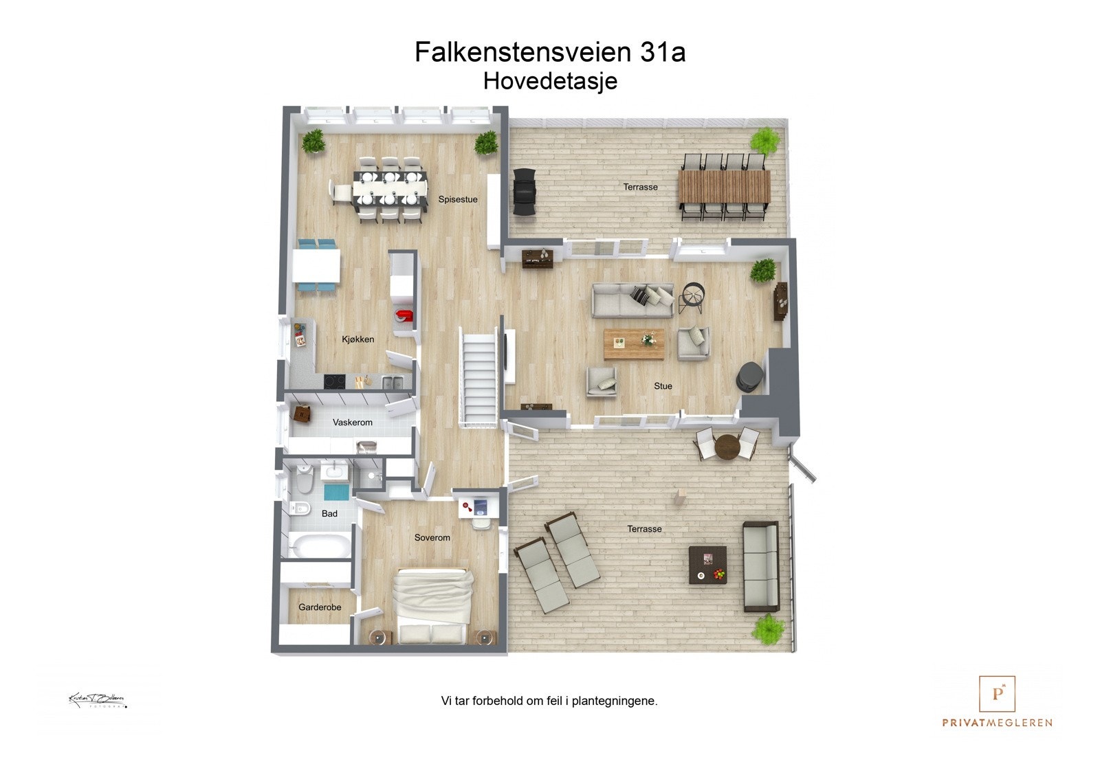 Falkenstensveien 31 A- 3D plantegning hovedetasje Galleribilde