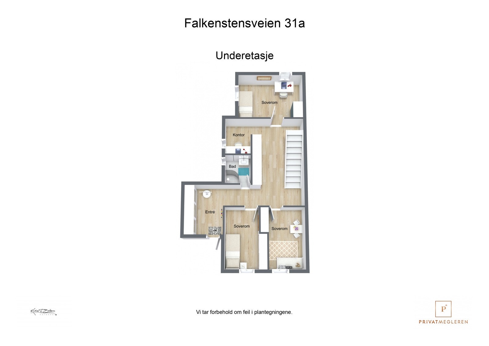 Falkenstensveien 31 A - 3D - plantegning underetasje Galleribilde