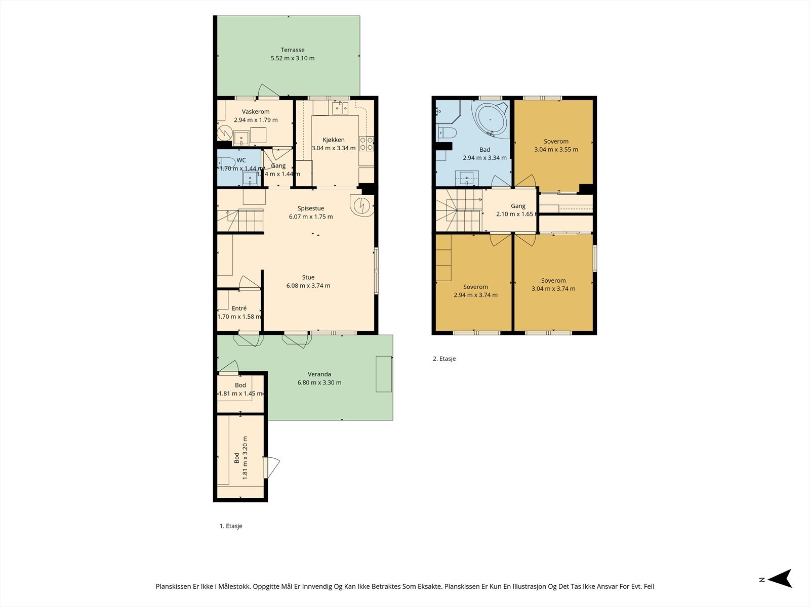 Rekkehuset strekker seg over to plan og har en arealeffektiv og god planløsning. Galleribilde