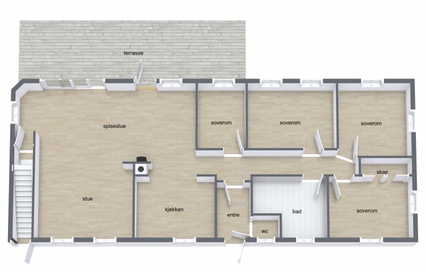 Plantegning 1. etasje Galleribilde