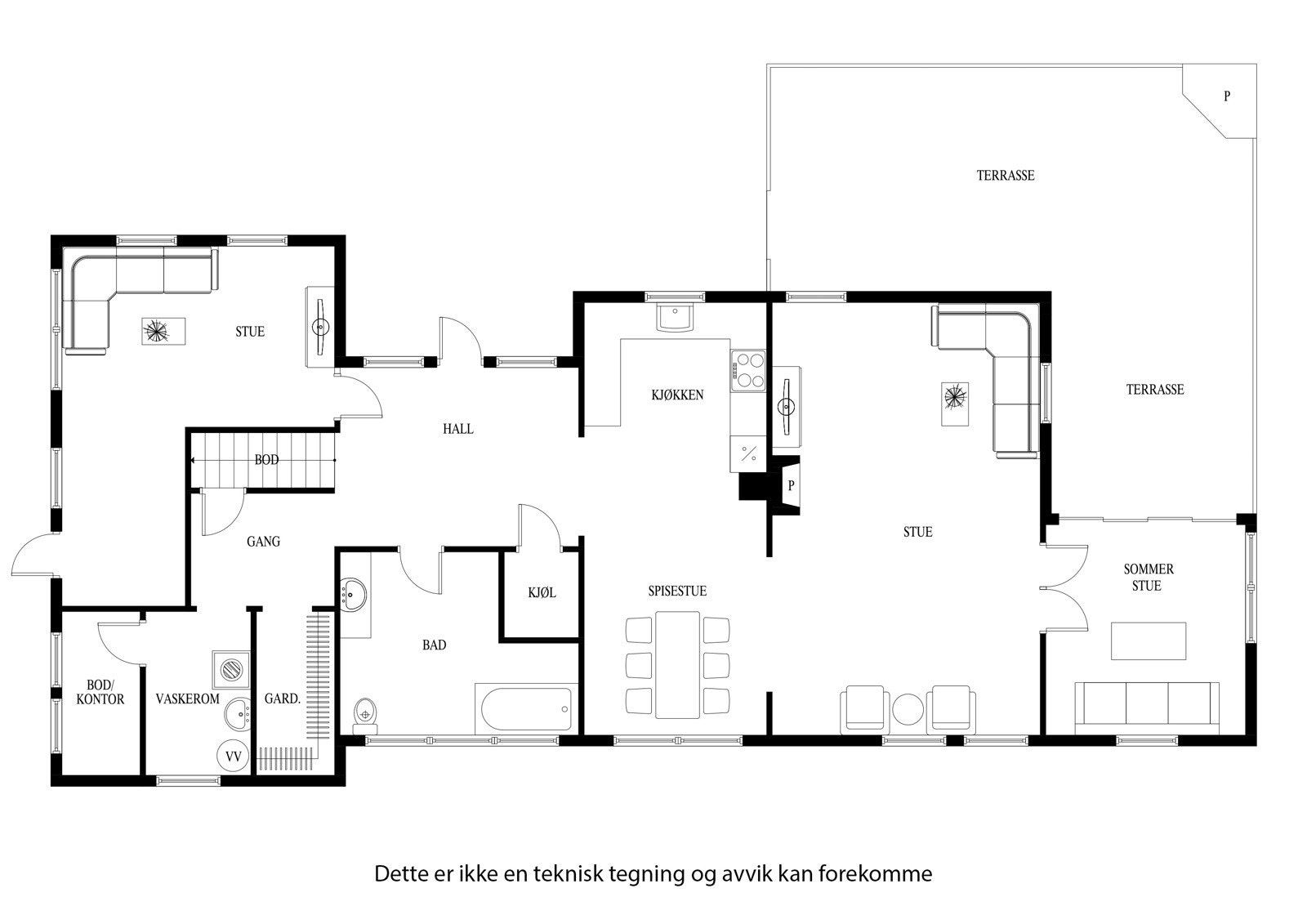 Plantegning 1 etg slik den er i dag Galleribilde