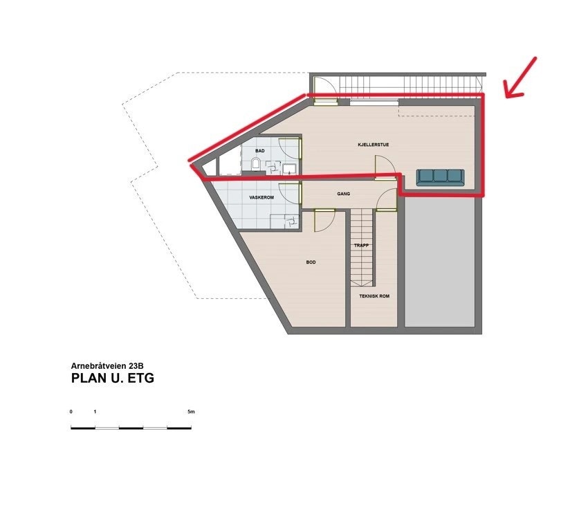 Hybelen er markert i rødt Galleribilde