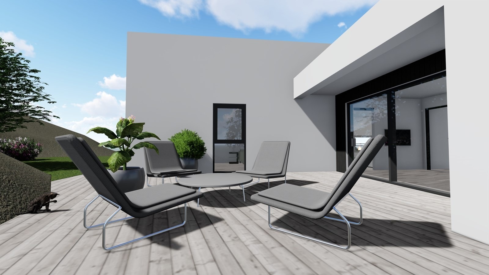 Deilige uteplasser både på sørvestsiden av huset, samt takterrasse Galleribilde