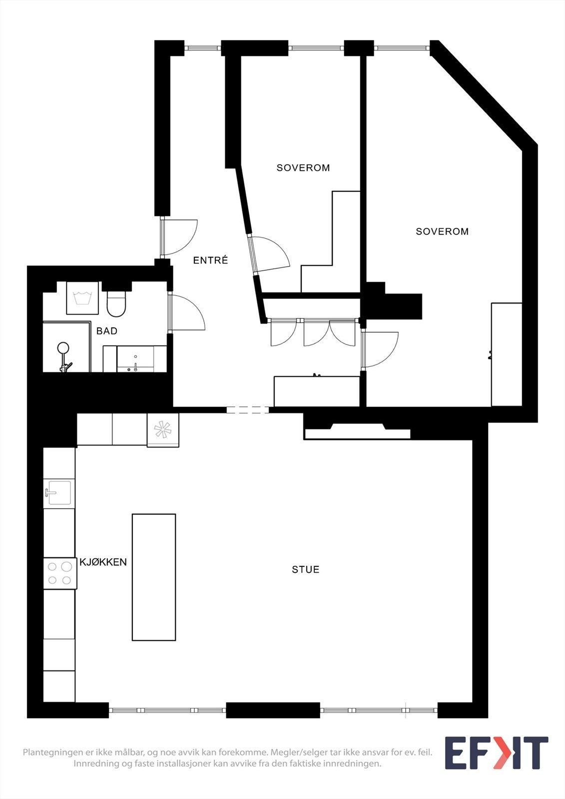 Leilighetens planløsning. Galleribilde