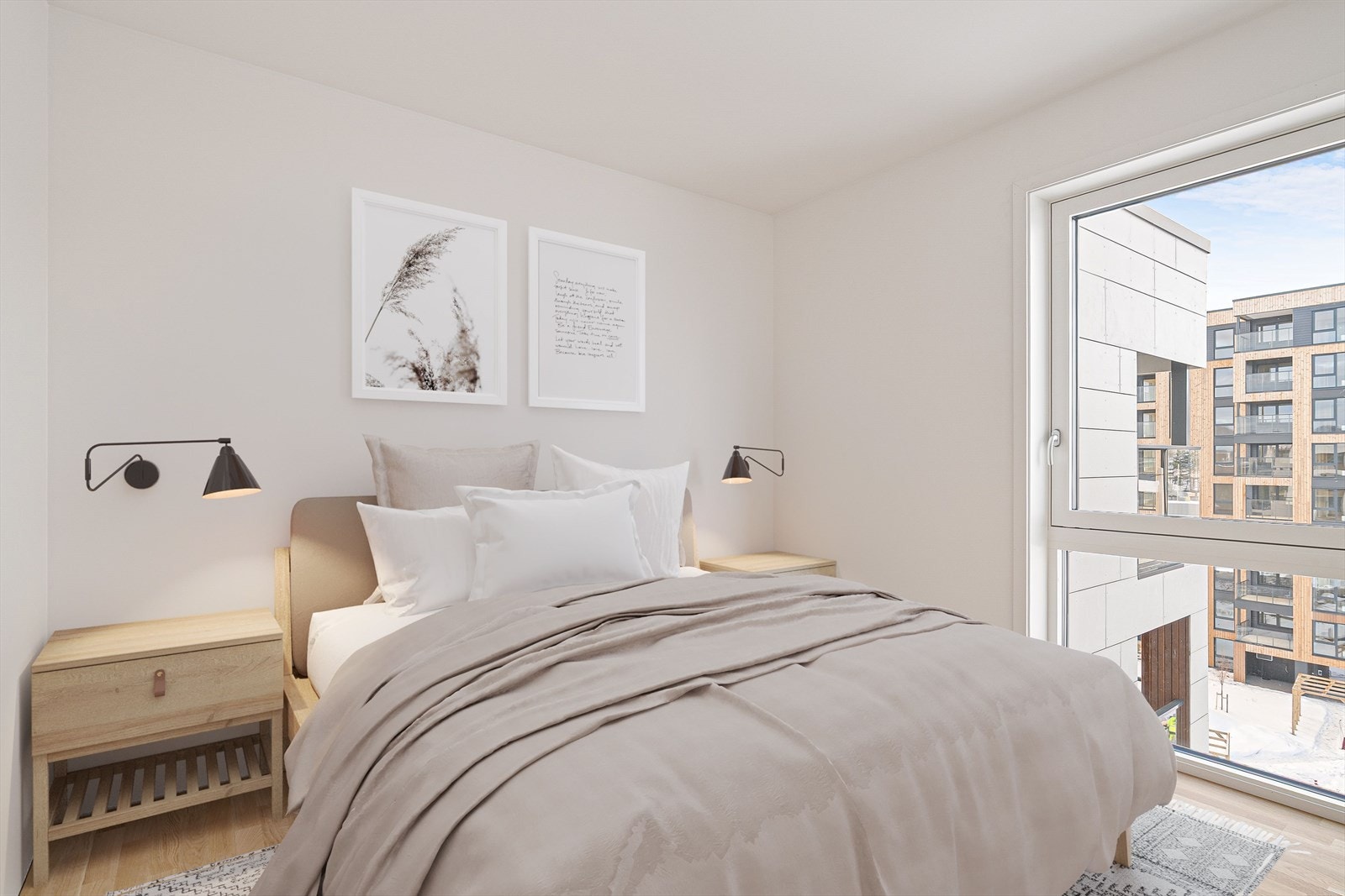 Soverommet er lyst og innbydende med store vindusflater som gir flott utsyn og slipper inn rikelig med naturlig dagslys. Det er også eget walk-in-closet i tilknyttning til soverommet. Galleribilde