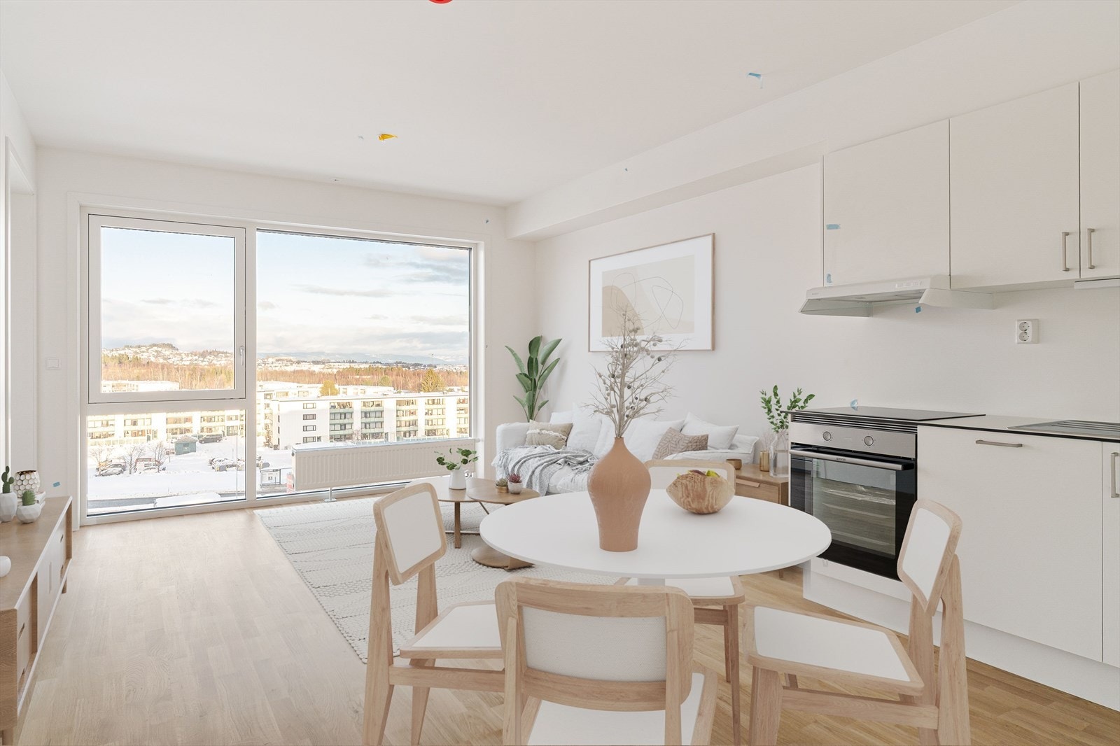 Leiligheten ligger i toppetasjen og har svært gode lysforhold, med naturlig lys som strømmer inn gjennom store vindusflater Galleribilde