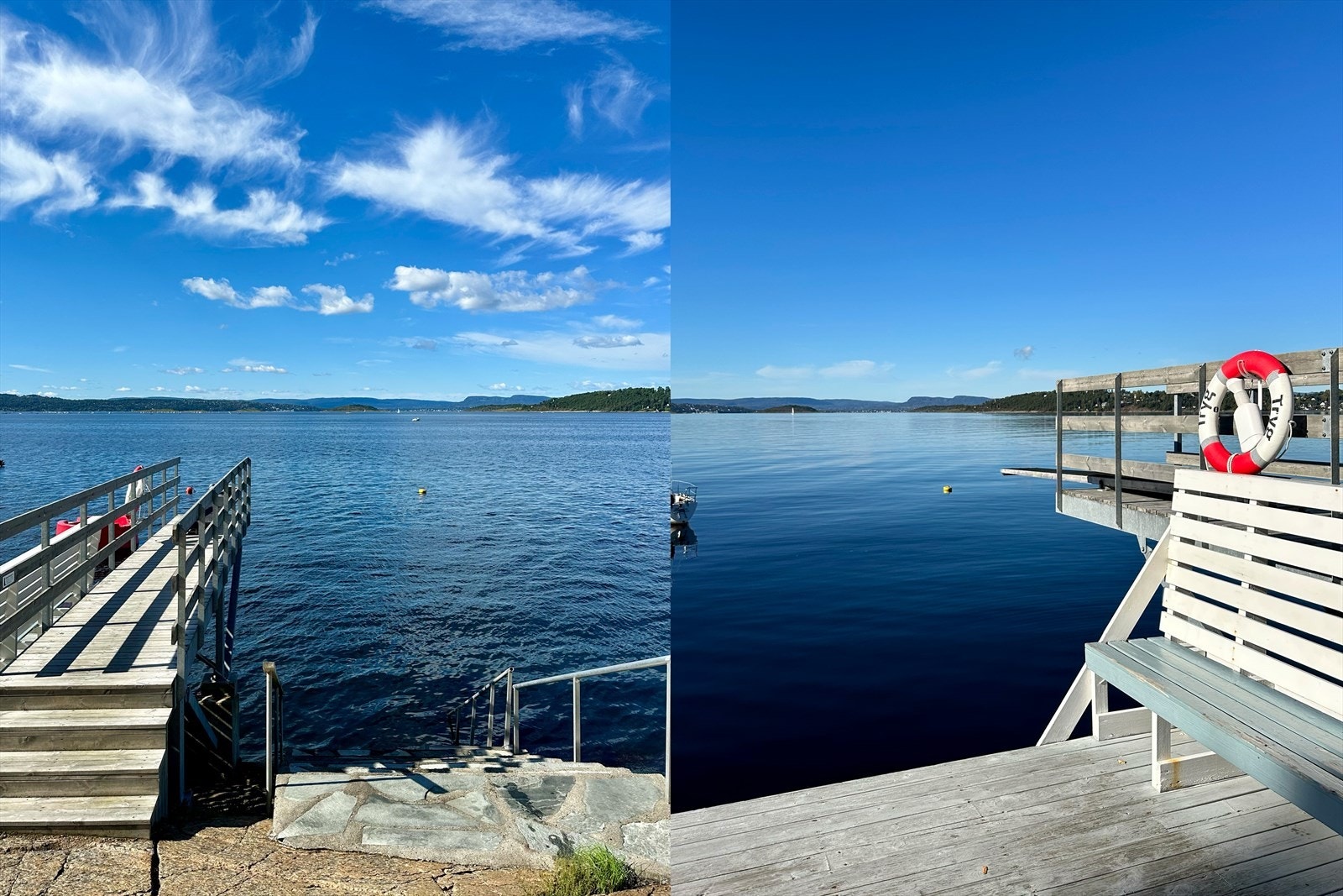 Det er kort vei til strand med brygge! Her får du gode bademuligheter Galleribilde