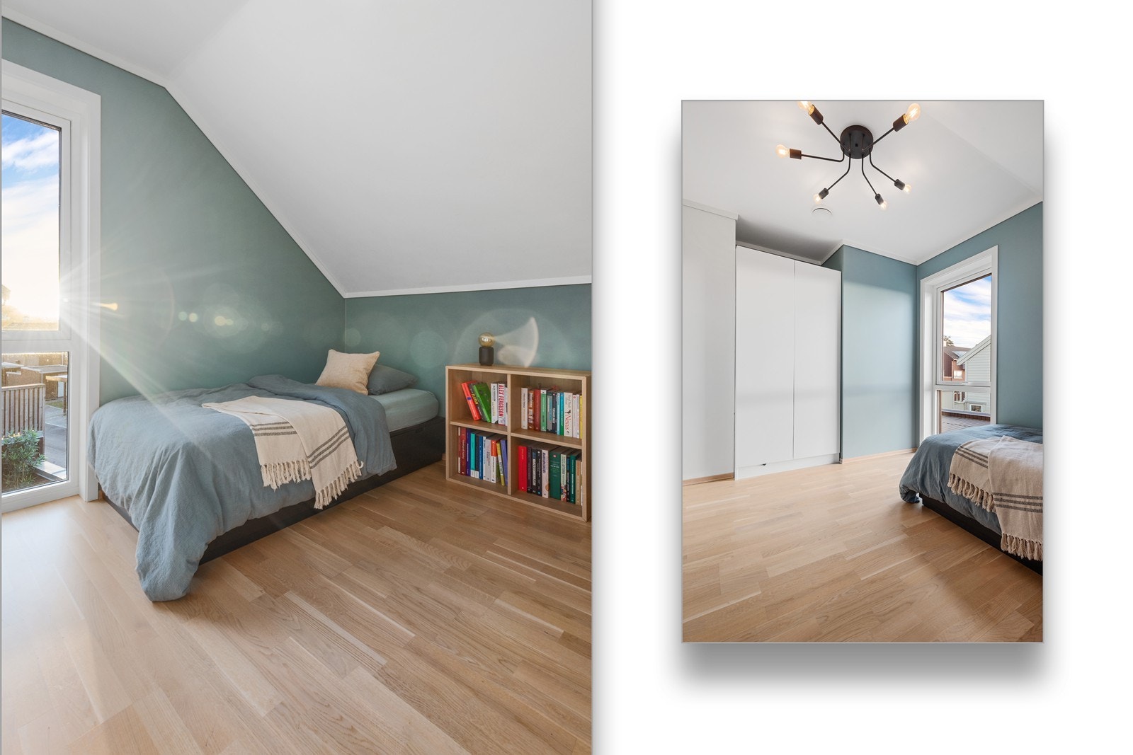 Alle boligens soverom har montert utvendige elektriske screens for solskjerming. Galleribilde