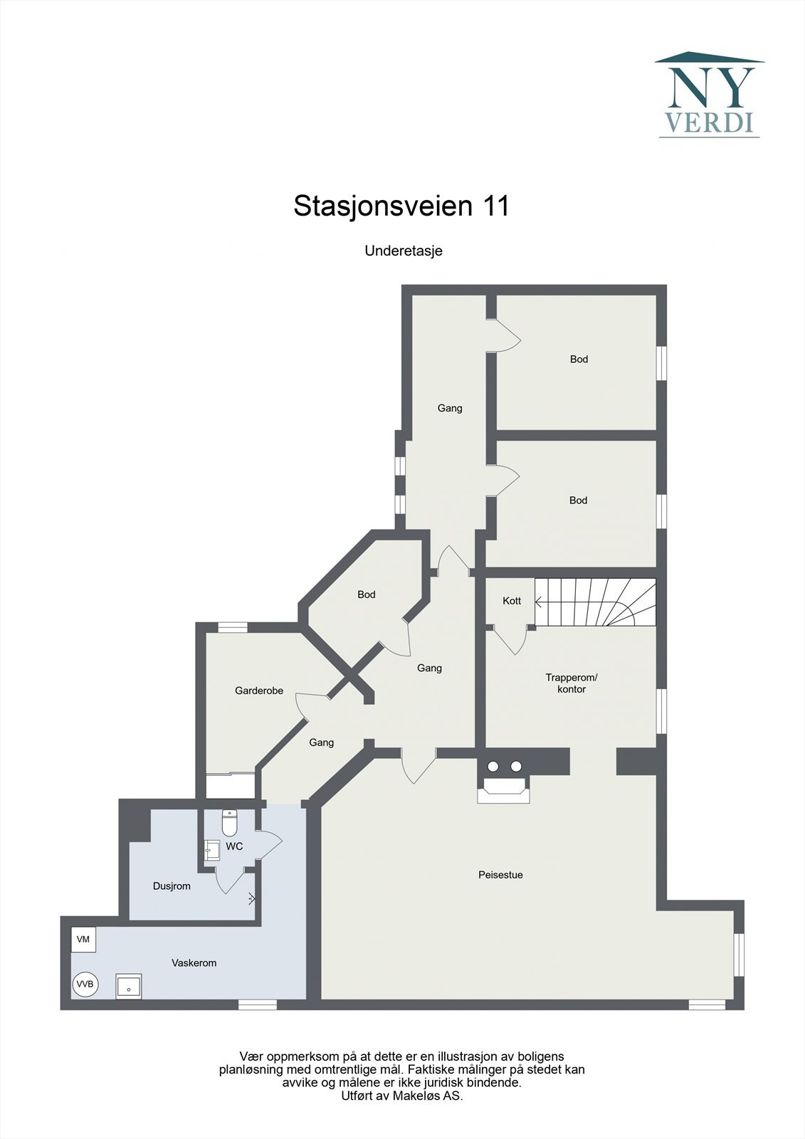 Plantegning underetasje. Galleribilde