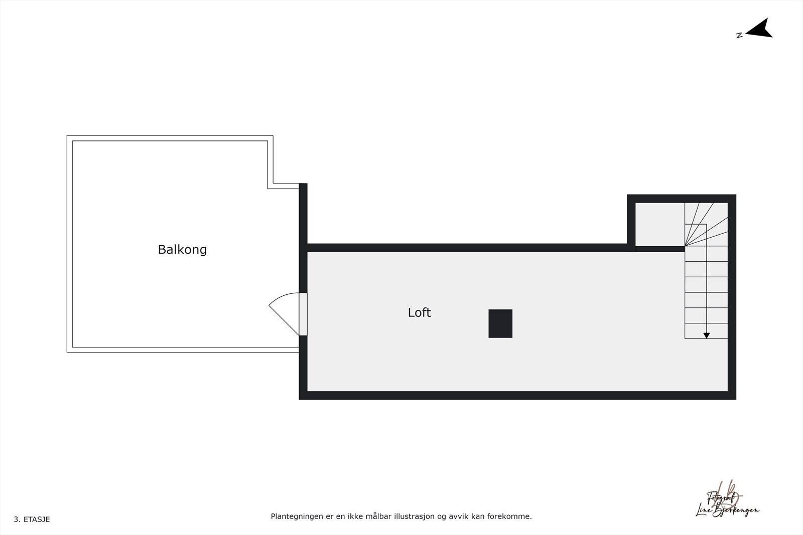 Plantegning loftetasje med terrasse Galleribilde