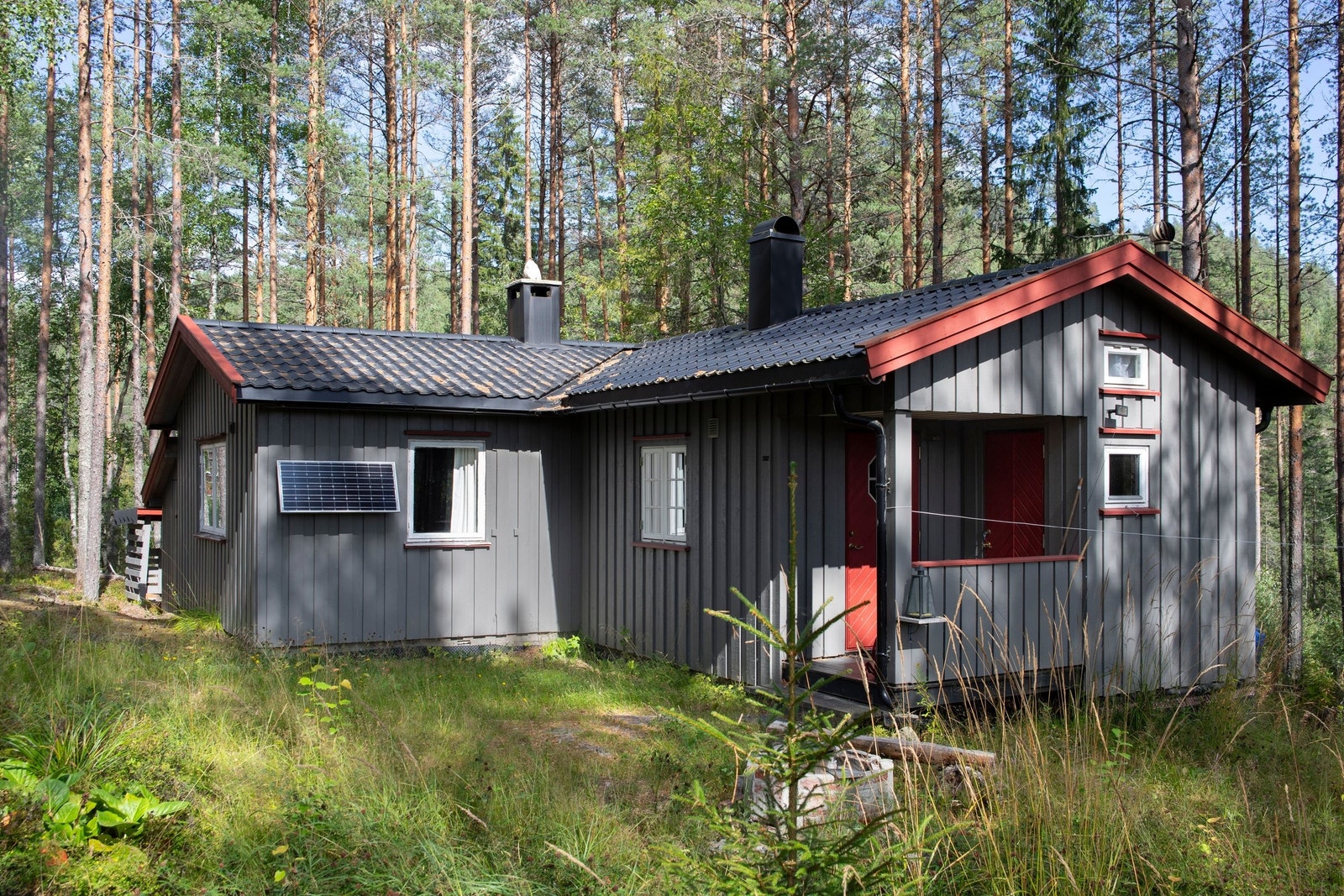 Koselig, velholdt sekstitallshytte i skogen. Galleribilde