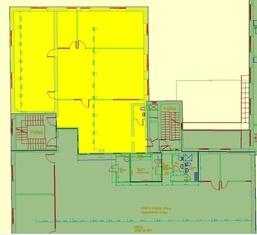 Det ledige lokalet er markert i gult. Galleribilde
