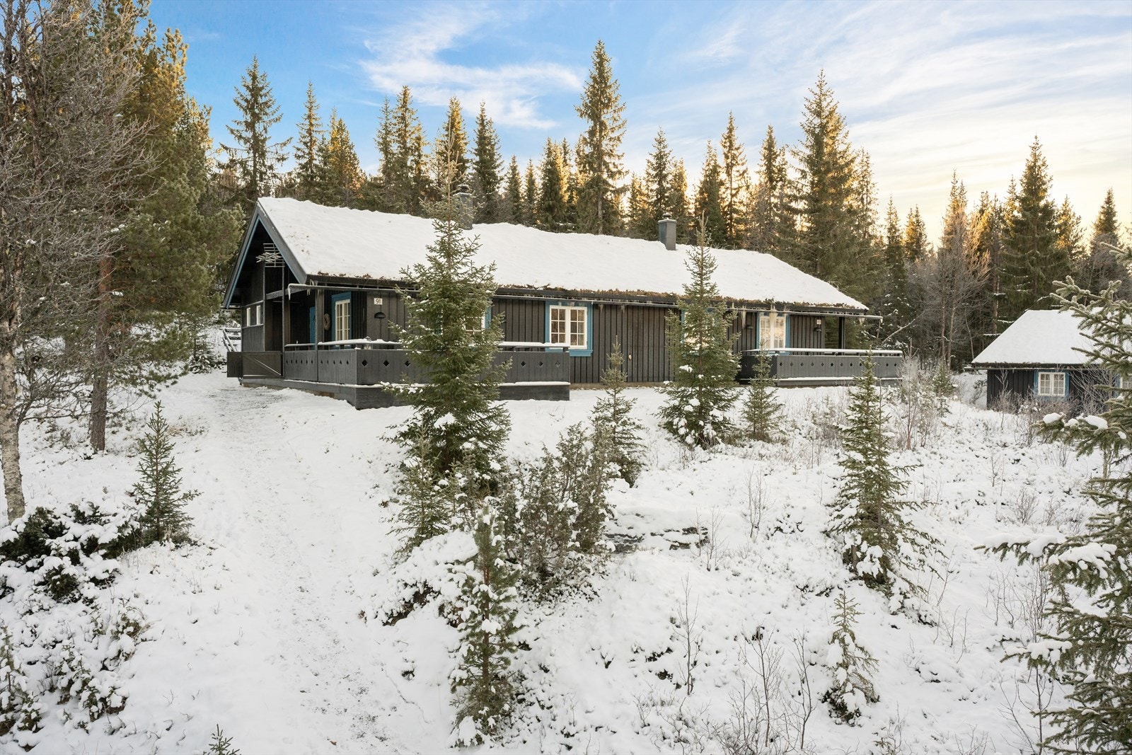 Tomten er dels flat og dels skrånende. Galleribilde