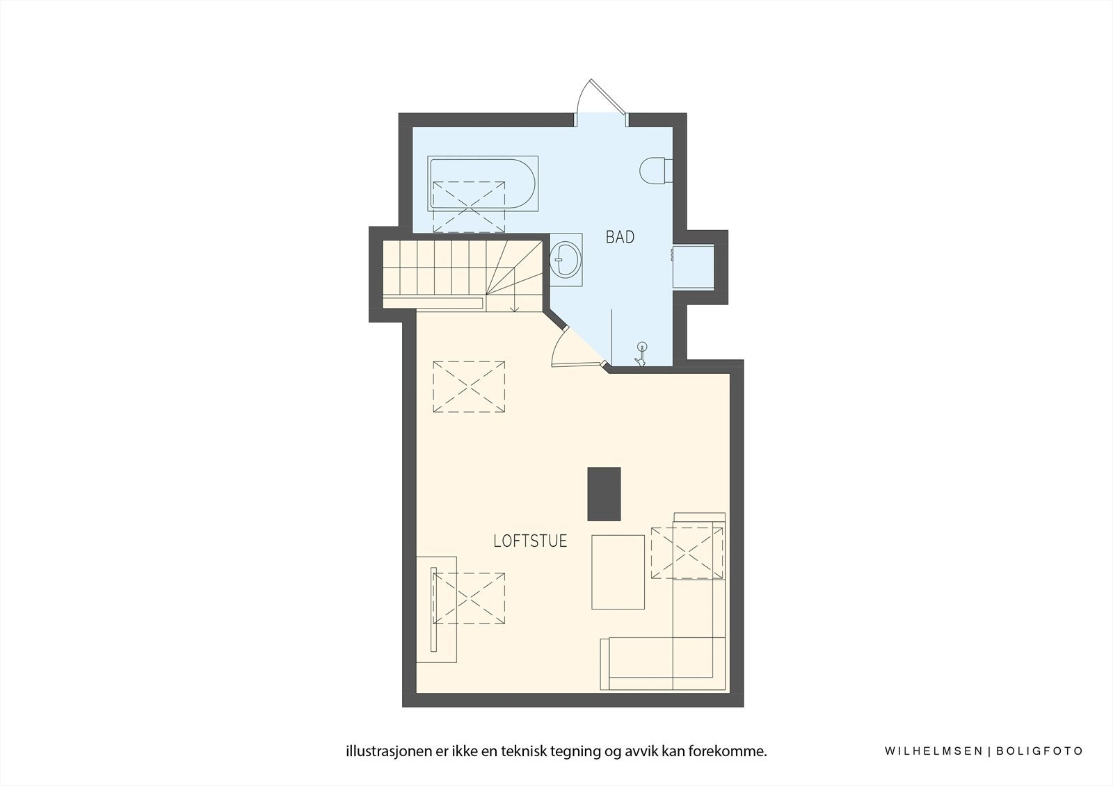 Plantegning 4. etg/loftstue. Galleribilde
