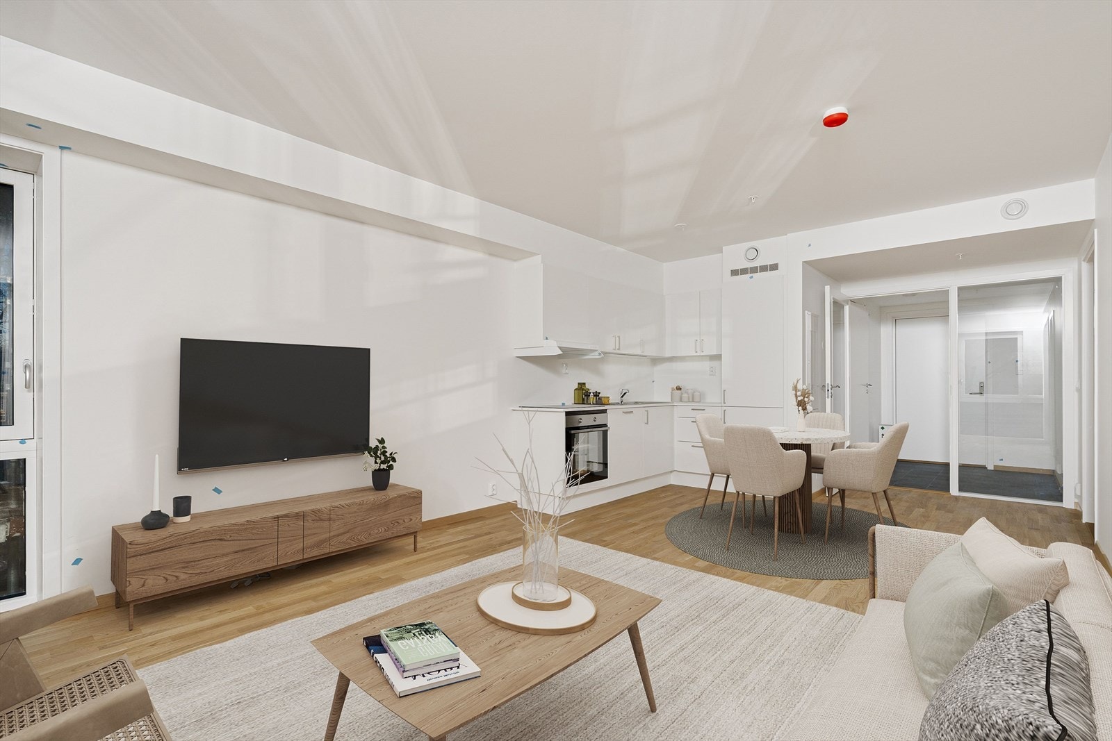 Det medfølger egen bod i kjeller. samt mulighet for parkeringsplass. Illustrasjon av møblering. Galleribilde