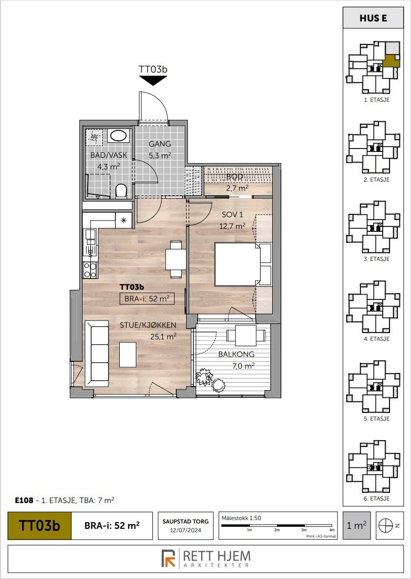 Planskisse av leiligheten. Galleribilde