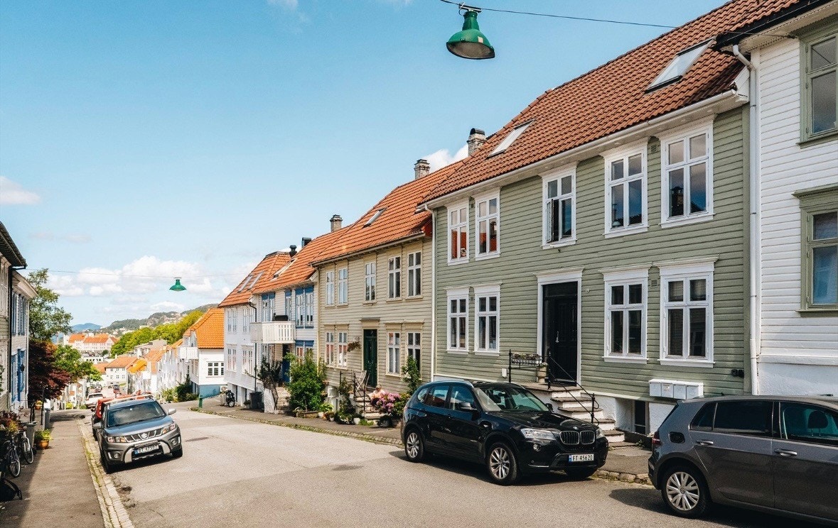 Pastellgrønn fasade Galleribilde