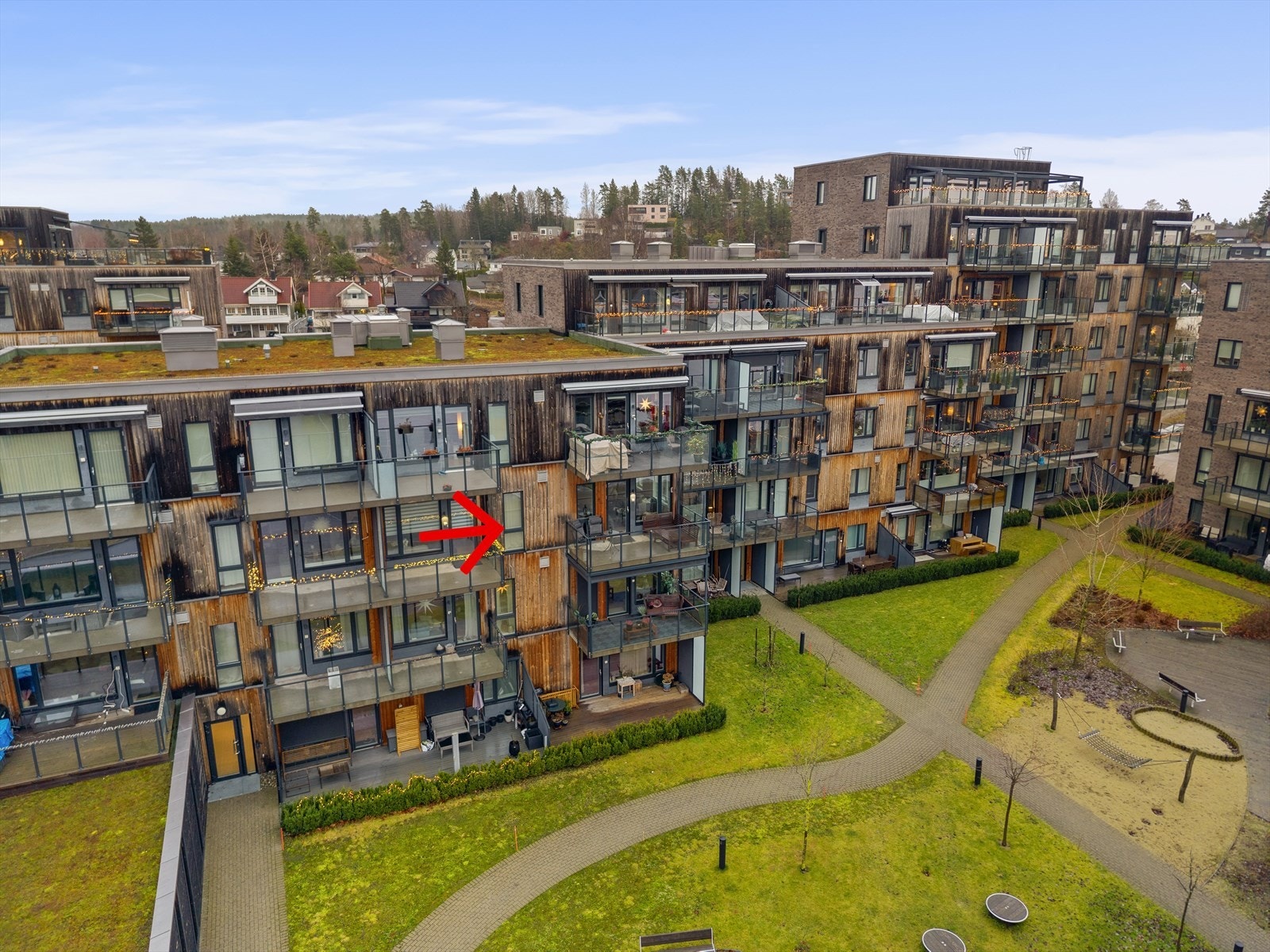 Leiligheten ligger i nest øverste etasje og med endeløsning mot syd Galleribilde