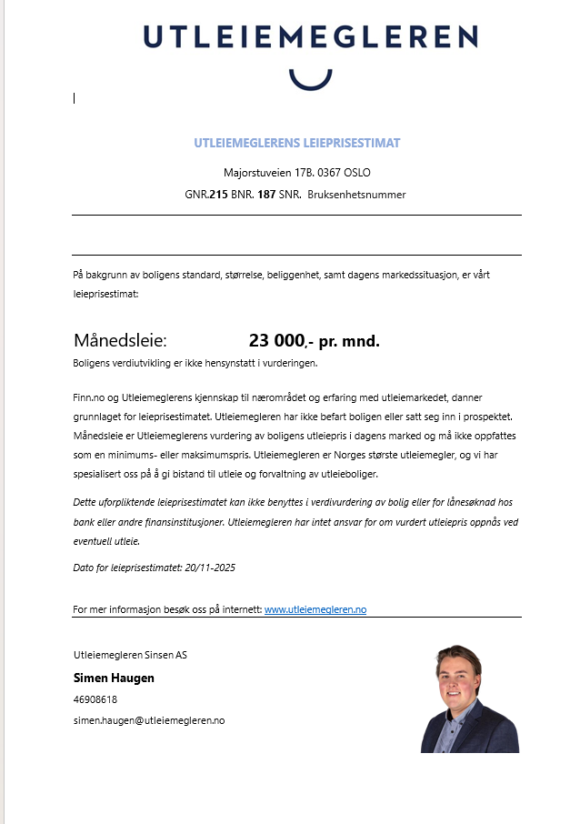 Leieprisestimat- utleiemegleren. Galleribilde