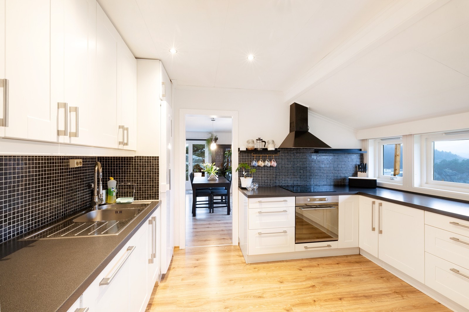 Kjøkken med komfyr, oppvaskmaskin og kjøleskap Galleribilde