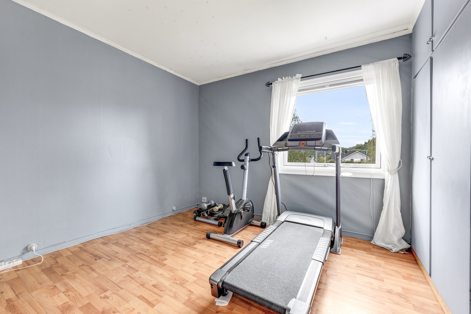 Soverom på 8 kvm benyttes i dag som treningsrom. Galleribilde