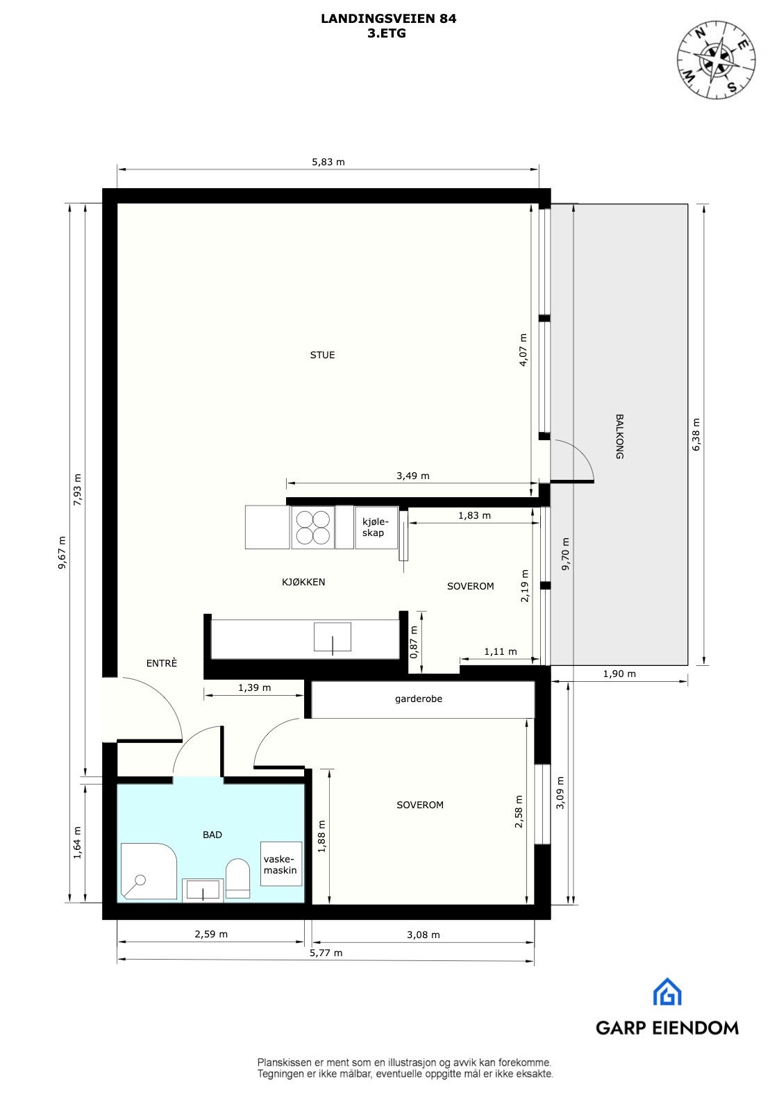 Plantegning 3. etasje Galleribilde