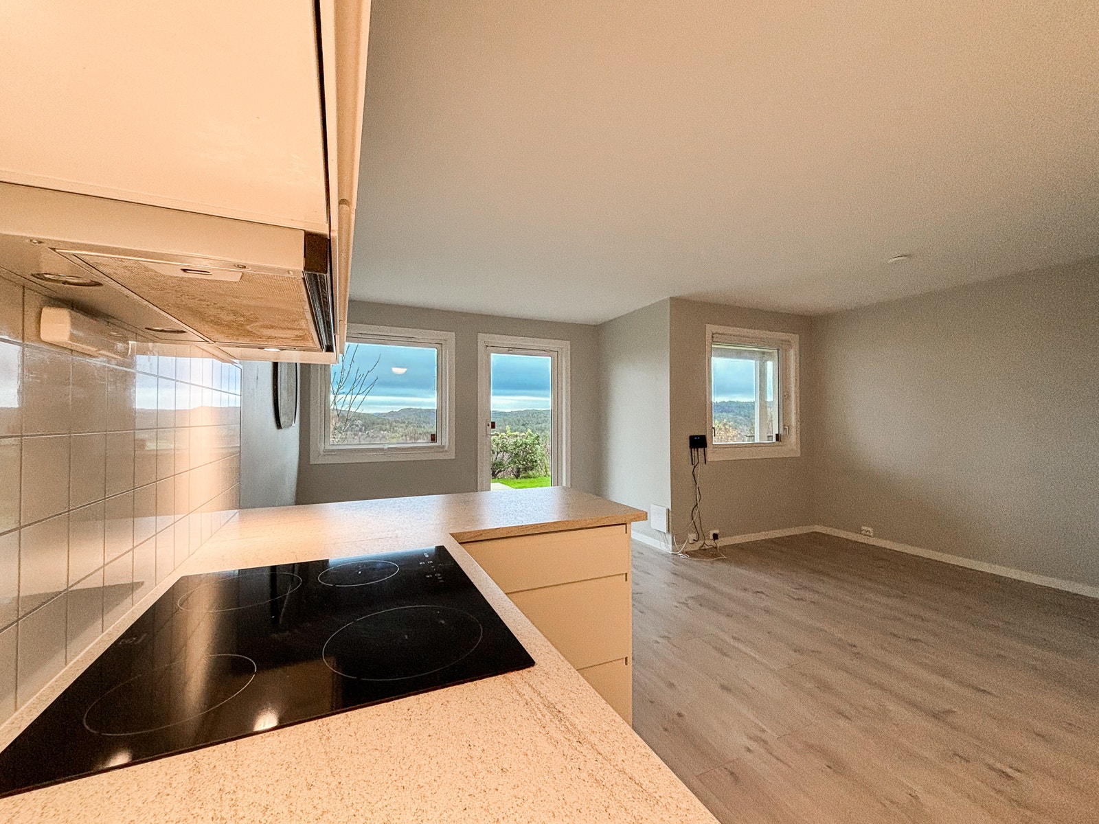 Leiligheten har åpen stue/kjøkken løsning. Galleribilde