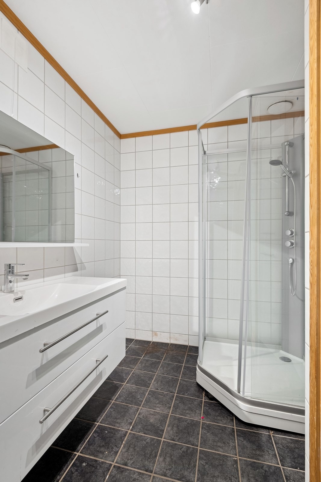 Dusjkabinett er allerede installert - gi badet din egen personlige touch Galleribilde