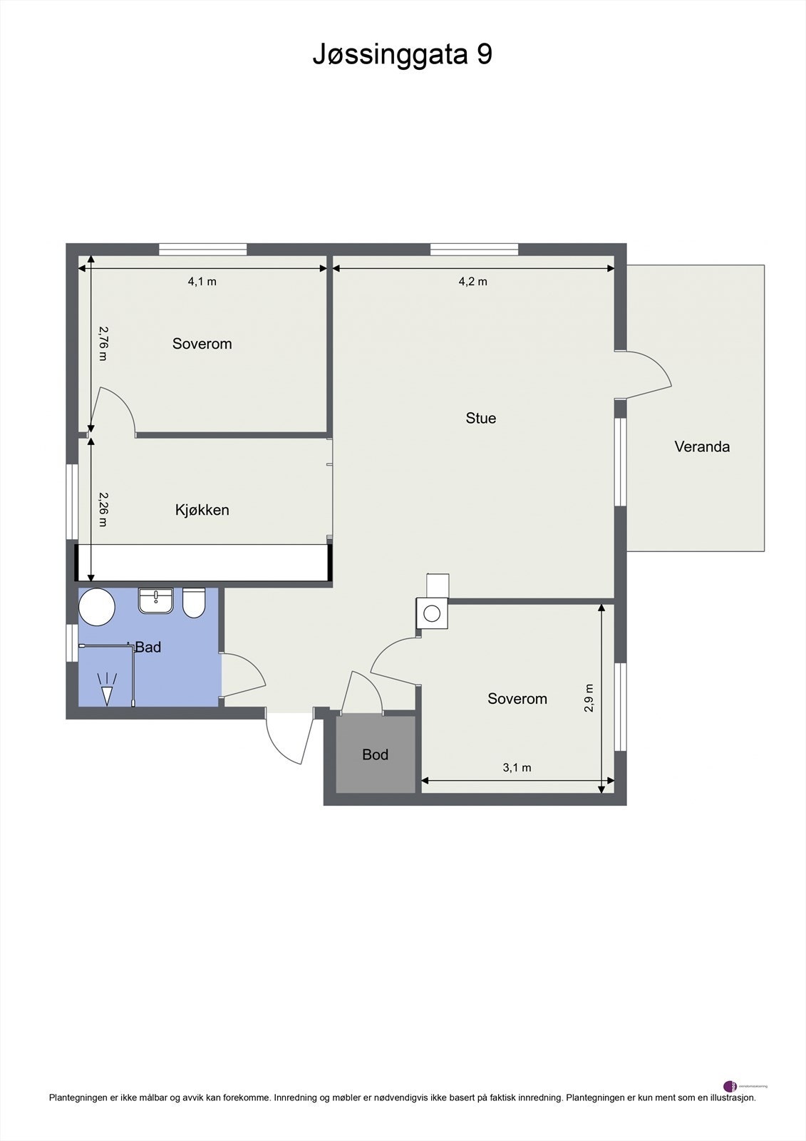 Leiligheten disponerer også loftsbod og to kjellerboder. Galleribilde