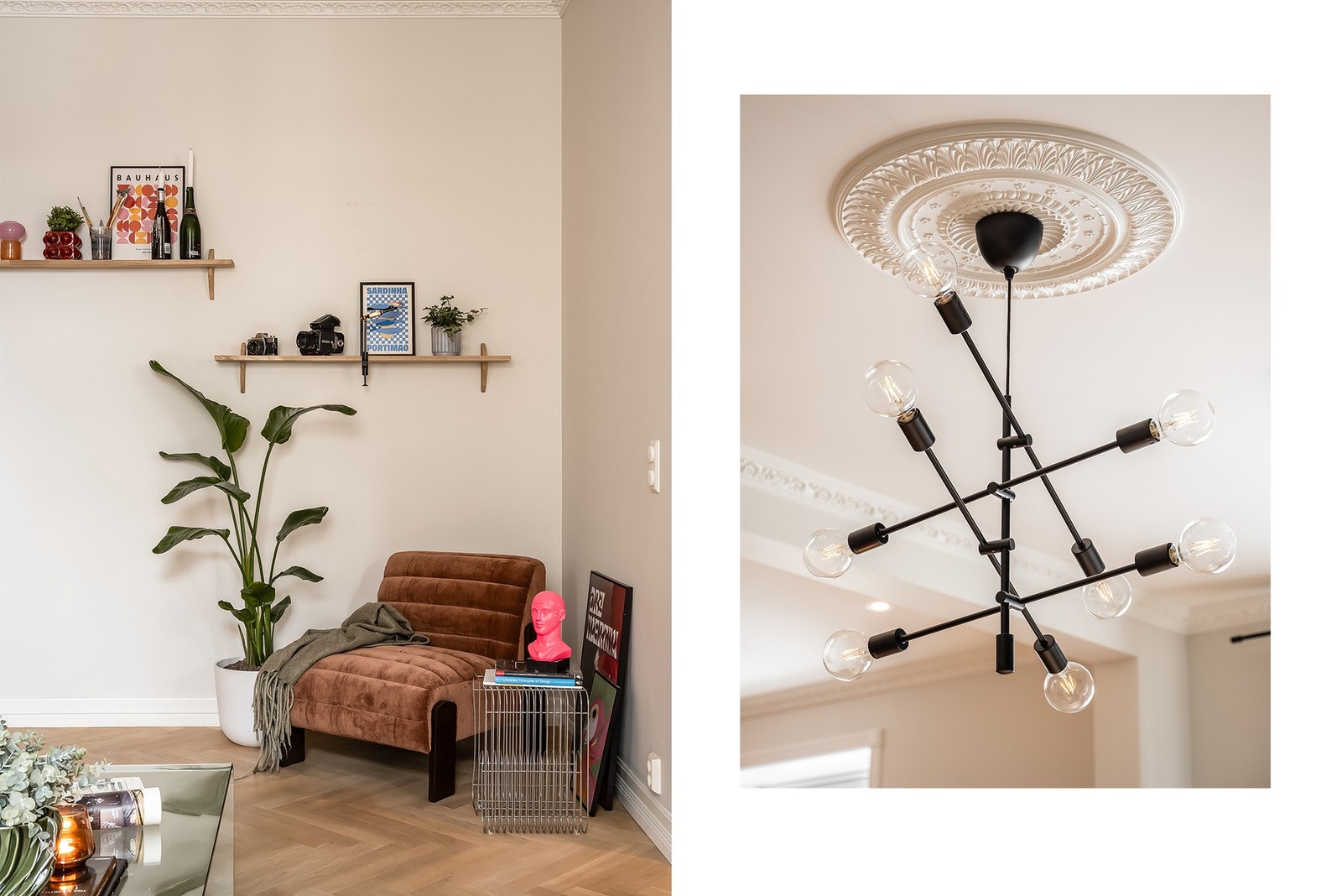 Det finnes for øvrig pipeløp i leiligheten hvor det kan settes inn vedovn. Galleribilde