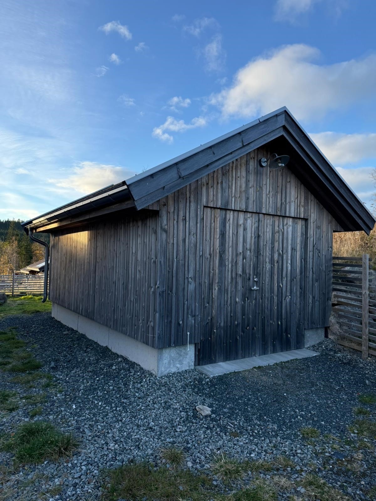 Praktisk uthus på 12 m² for lagring av ski, ved og utstyr. Galleribilde