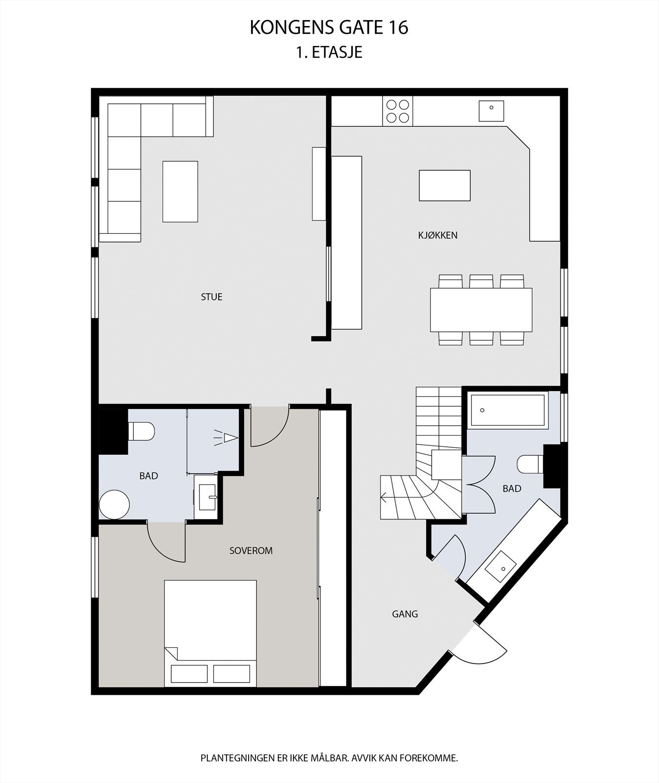 Plantegning 1 etasje i leiligheten ( 4 etasje i bygget). Galleribilde