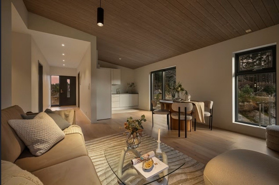 Åpen løsning mellom stue og kjøkken Galleribilde