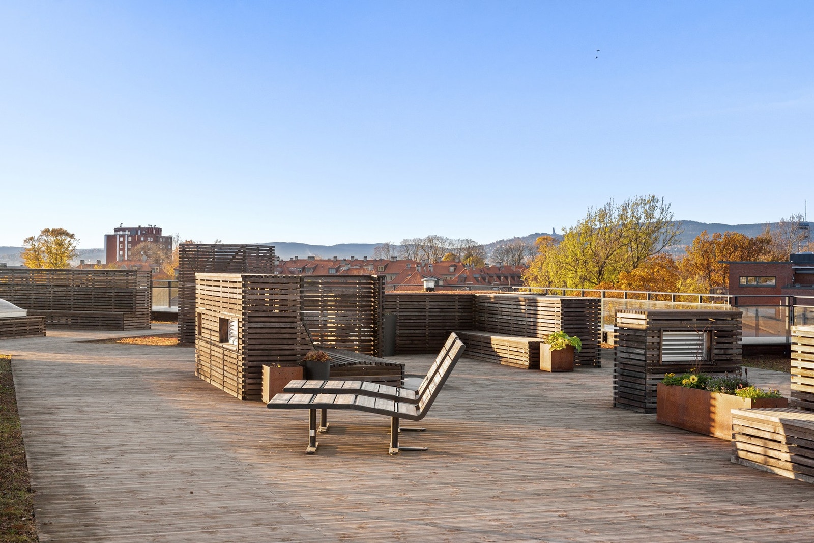 Takterrassen kan benyttes av alle i sameiet, og gir et flott tilskudd til sin egen balkong Galleribilde