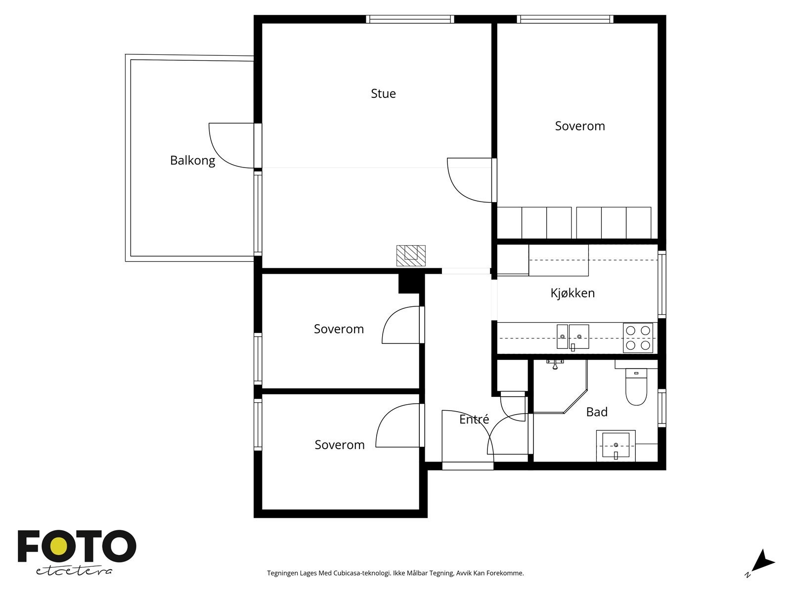 Leiligheten har en god og arealeffektiv planløsning med tre soverom. Galleribilde