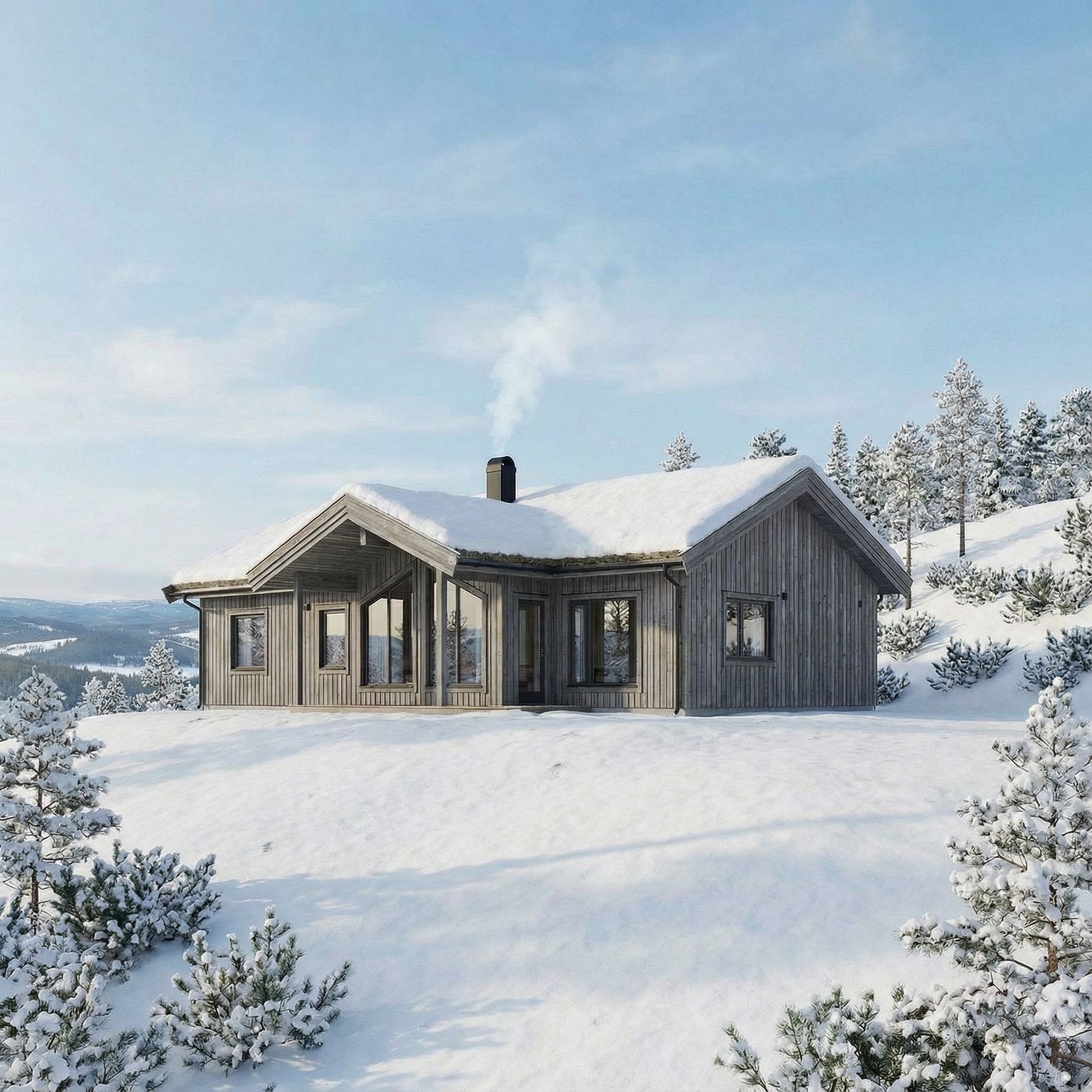 Glass i fasade mot utsikten. (AI). Galleribilde